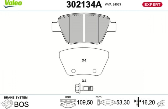 Bremseklosser VALEO 302134A