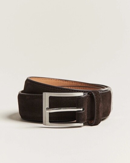 Loake Shoemakers William Suede Belt Dark Brown