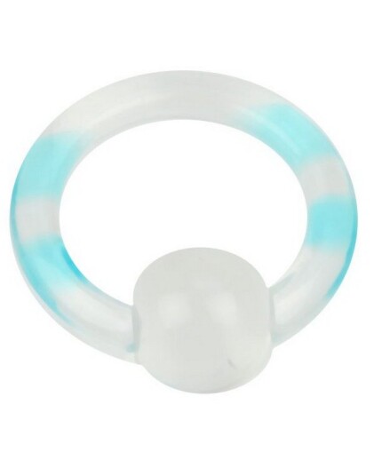 Utgått Akryl Aqua Stripes Ball Closure Ring Piercing Strl 2 x 10 mm