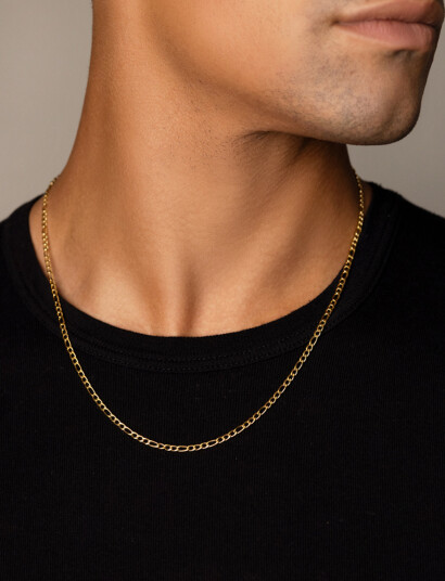 Nialaya Men"s Gold Figaro Chain In 3Mm   Gold   ONE SIZE 59 cm