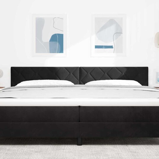 LED Hodegavl Diamantblokk Design Svart 200 cm Fløyel