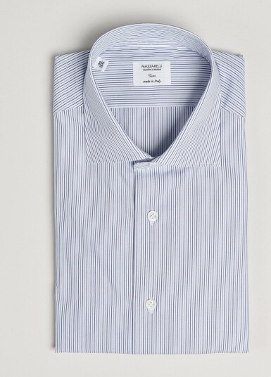 Mazzarelli Soft Cotton Popeline Shirt Blue Stripe Mazzarelli Soft Cotton Popeline Shirt Blue Stripe