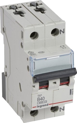 Legrand 5 stk TX³ MCB automatsikring B40 1P+null 2M 6/6kA