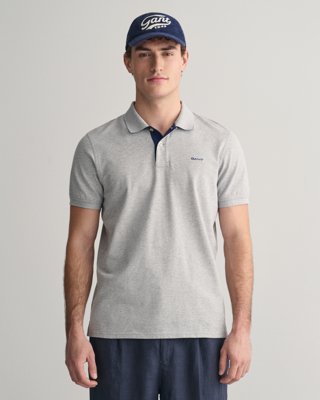 Piquéskjorte med kontrastdetaljer GREY MELANGE XXL Piquéskjorte med kontrastdetaljer GREY MELANGE XXL