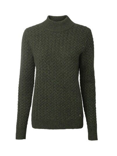 Chevalier Minley Mockneck Wool Pullover Women Dark Green 42W