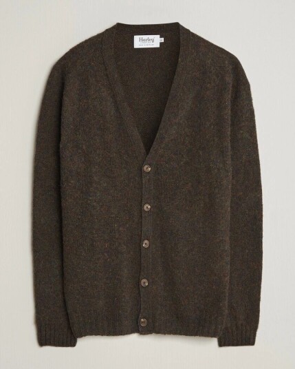 Harley Of Scotland Brushed Supersoft Lambswool Cardigan Carob Harley Of Scotland Brushed Supersoft Lambswool Cardigan Carob