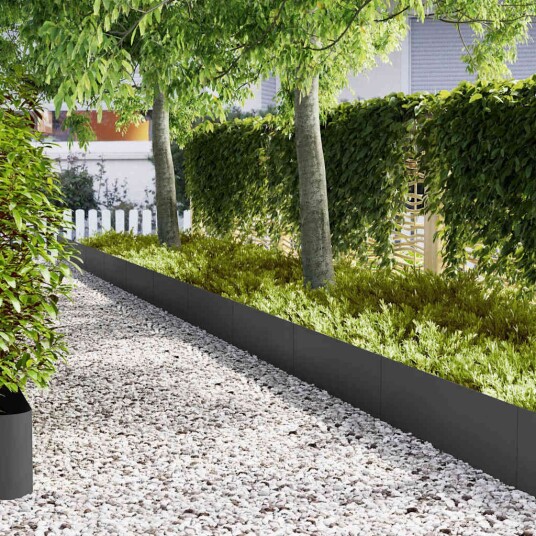 vidaXL Gjerdekant 30 pcs Svart 100 x 0.05 x 20 cm Kaldvalset stål vidaXL Gjerdekant 30 pcs Svart 100 x 0.05 x 20 cm Kaldvalset stål