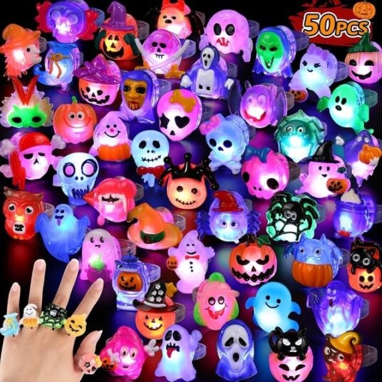 Halloween Lysende LED-Ringer 50 stk