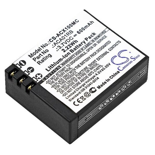 ACTIVEON CX Gold batteri (600 mAh 3.7 V, Sort)