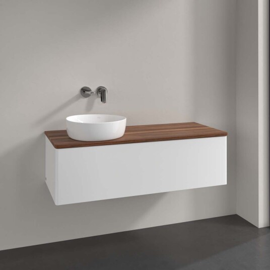 Villeroy & Boch Antao Servantskap med 1 skuff 120x50x36 cm u/lys Hvit Matt/Valnøtt