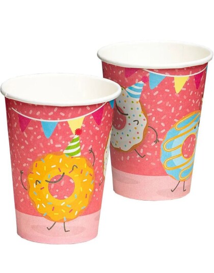 8 stk Papirkopper Donut Party 210 ml