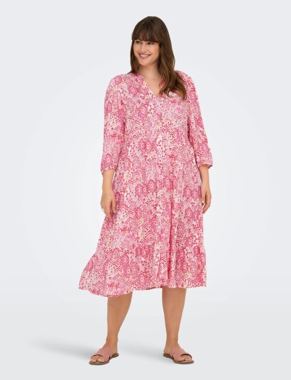 ONLY Carmakoma Carmilana 3/4 Dress Wvn Noos   Pink   44