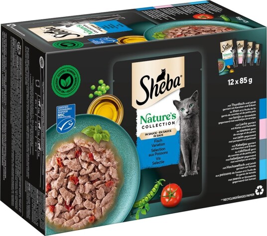 Sheba Våtfôr Nature'S Collection I Saus Fiskevariasjon Tunfisk Laks Torsk Høysjøfisk 12 X 85 G