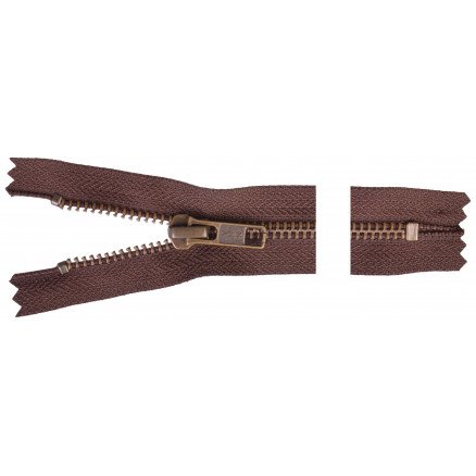 YKK Glidelås Antikk Messing 20cm 6mm Brun