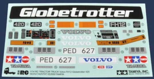 Tamiya 19495346 Sticker for 56312 Volvo FH12 Tamiya 19495346 Sticker for 56312 Volvo FH12