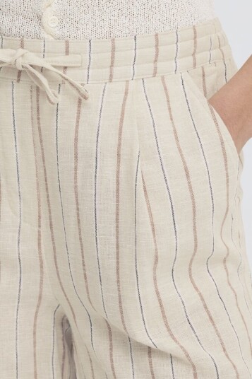 ICHI Shorts i lin ihLinno Sho2 Hvit