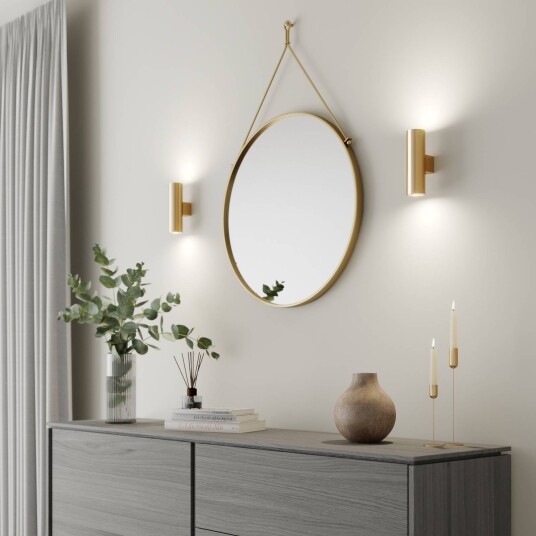 Euluna Marion vegglampe, 2 lyskilder, messing