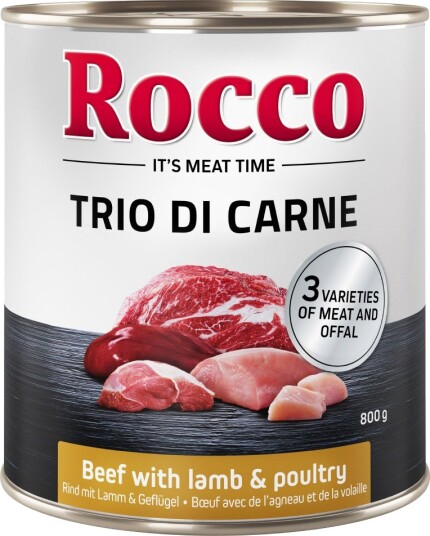 Rocco Våtfôr Classic Trio Di Carne & Fjærkre Lam Okse 6 X 800 G