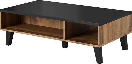 Kardos Sofabord 110 cm med Oppbevaringshyller - Natur/Svart