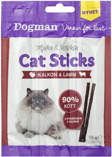 Dogman Cat Sticks 3-Pack Kalkun/Lam