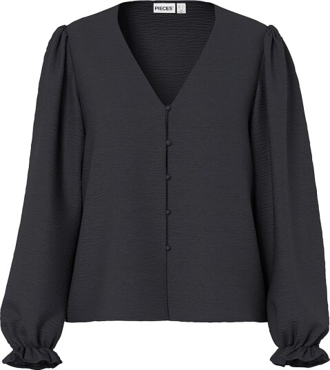 pieces Bluse Pctiffany Ls Button Top Wvnbc Svart