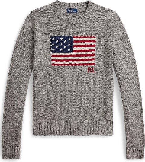 Polo Ralph Lauren Flag Cotton Crewneck Sweater   DARK VINTAGE HEAT   M