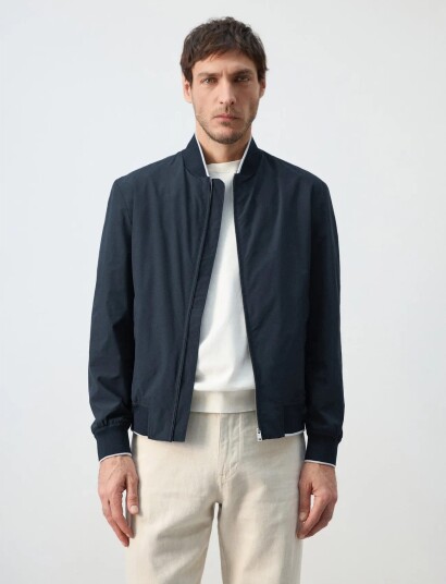 Mango Lightweight Water Repellent Bomber Jacket   Navy   XXL