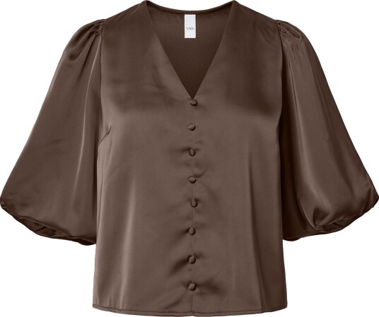 YAS Yaspella 2/4 V Neck Top S. Noos Brown M