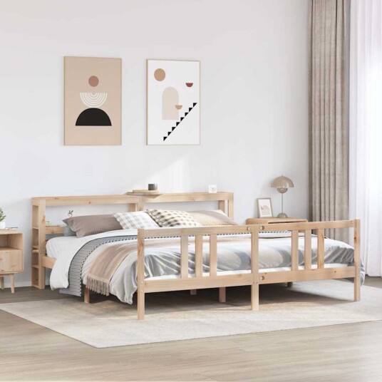 Sengeramme med hodegavl 200x200 cm heltre furu Sengeramme med hodegavl 200x200 cm heltre furu