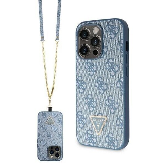 Guess Guhcp15lp4tdscpb Iphone 15 Pro 6.1" Niebieski/Blue Hardcase Crossbody 4G Metal Logo