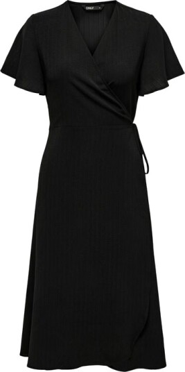 Only Middellang kjole ONLCALI LIFE S/S WRAP DRESS WVN NOOS XS til L Damer svart