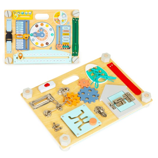 Tosidig sensorisk manipulativt trebrett for barn ECOTOYS Tosidig sensorisk manipulativt trebrett for barn ECOTOYS