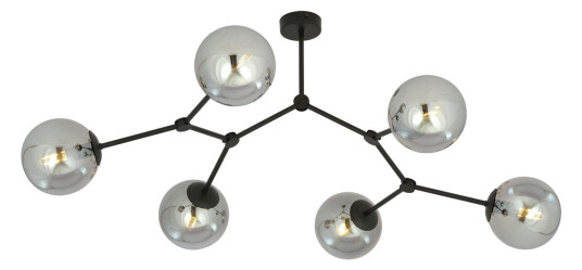 Emibig Space taklampe 6 lys - Svart/Røykfarget