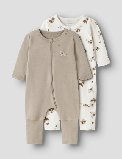 Name It Nbnnightsuit 2P Zip Ff Animal Noos Beige 56