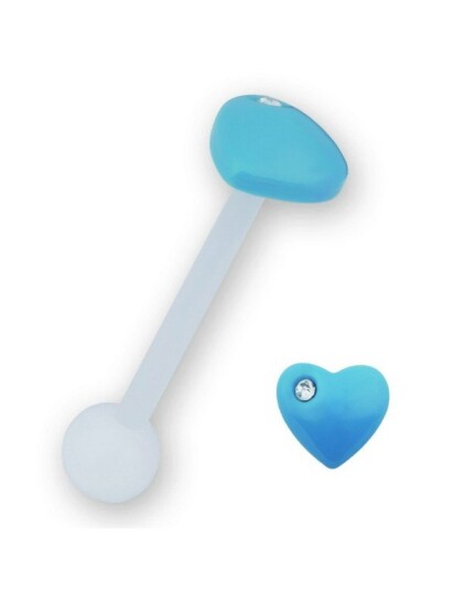 Heart With Stone Blue Tungepiercing Heart With Stone Blue Tungepiercing