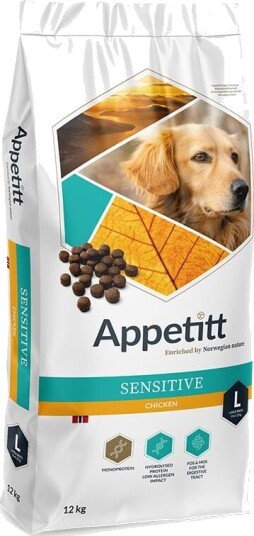 Appetitt Hundefôr Sensitive Large Kylling 12 kg - Uten korn