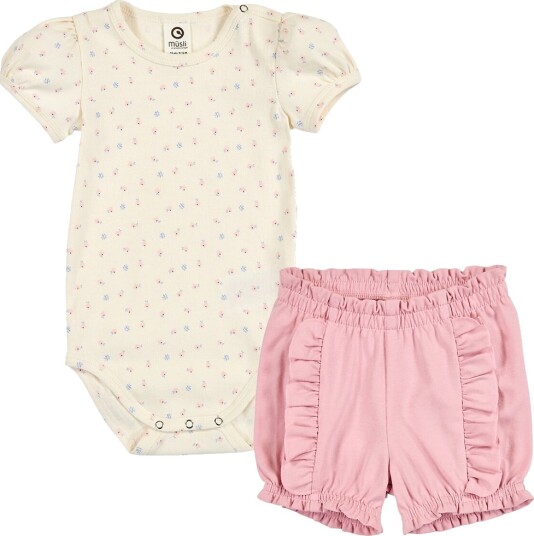 Müsli Shorts Sett - Spring - Tofu/Nektar/Shell Blue - Müsli - 68 - Shorts Hvit Rosa - 62