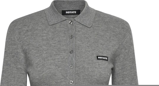 ROTATE Wool Longleeve Polo Grey L ROTATE Wool Longleeve Polo Grey L