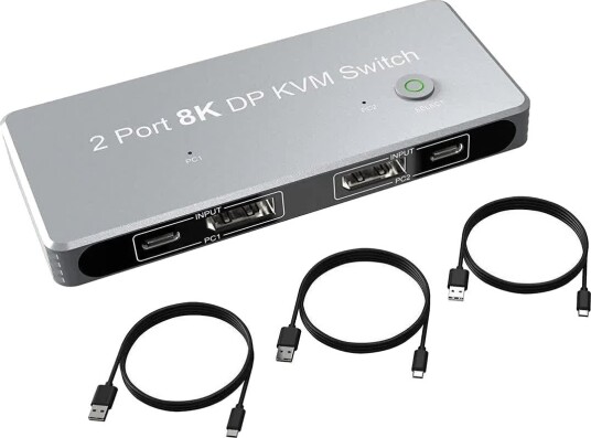 Nördic KVM-SW2 KVM-switch 2xPC til 1xDP 8K@60Hz 3xUSB-A 2.0 Nördic KVM-SW2 KVM-switch 2xPC til 1xDP 8K@60Hz 3xUSB-A 2.0