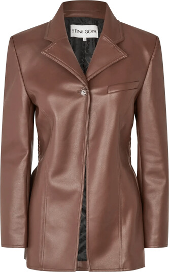 STINE GOYA 2495 Bonded Faux Leather Fitted Single Breasted Jacket Brown M