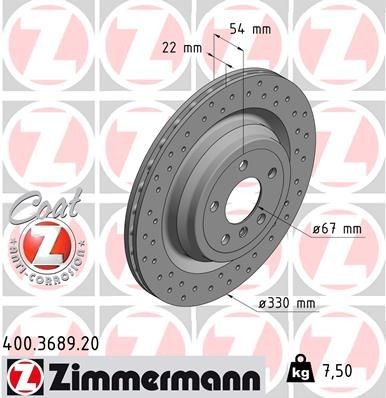Bremseskive ZIMMERMANN 400.3689.20