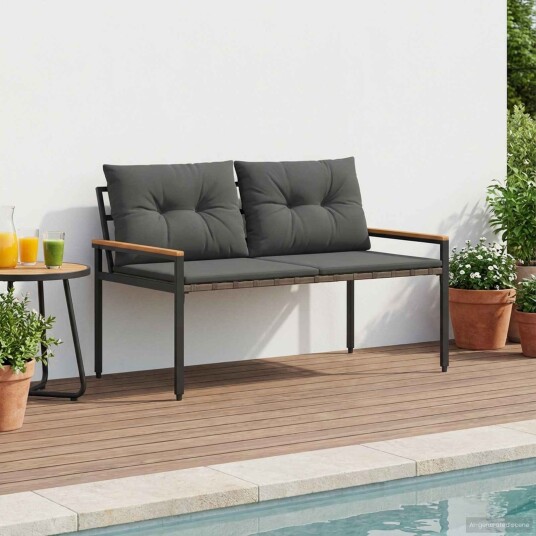 vidaXL Utendørs benk 2  Seater 116 x 67,5 x 72 cm polyrotting Mørkegrå