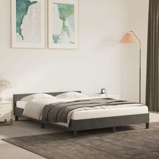  Sengeramme uten madrass mørkegrå 135x190 cm Double fløyel