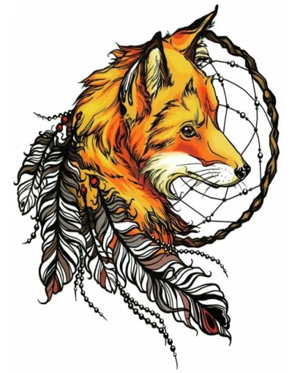Fox Dreamcatcher Fake Tattoo