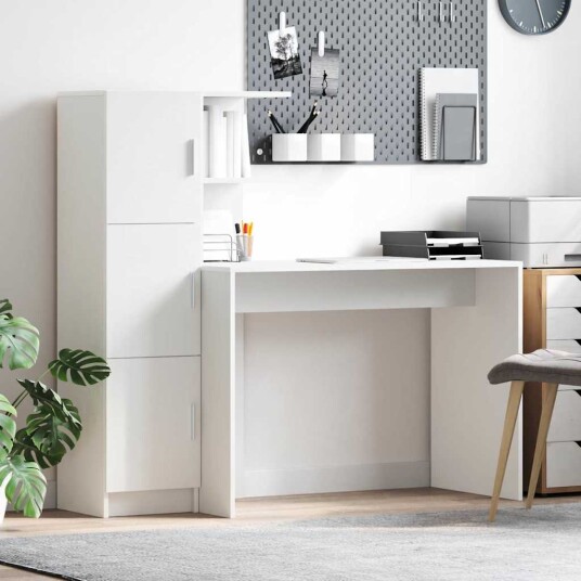 Skrivebord med lagring med hylle 2 pcs Hvit 102 x 50 x 124 cm