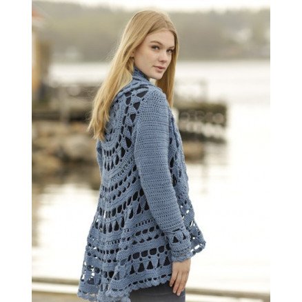 Sea Glass by DROPS Design Sirkeljakke Hekleoppskrift str S XXXL