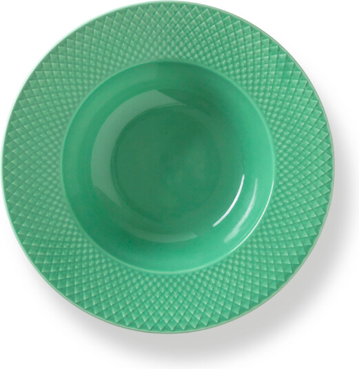 Lyngby Porcelæn Rhombe dyp tallerken grønn 24,5 cm