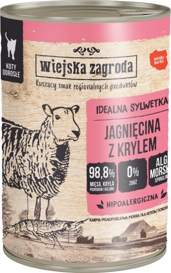 Wiejska Zagroda Våtfôr Cat Med Krill Lam 12 X 400 G