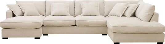 Rossita Lyx 5 seters venstrevendt U formet ekstra dyp sofa med divan og sjeselong i chenille Beige