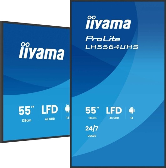 Iiyama 55" 4K Ultra HD Skjerm med Wi-Fi for Digital Skilting LH5564UHS-B1AG Iiyama 55" 4K Ultra HD Skjerm med Wi-Fi for Digital Skilting LH5564UHS-B1AG